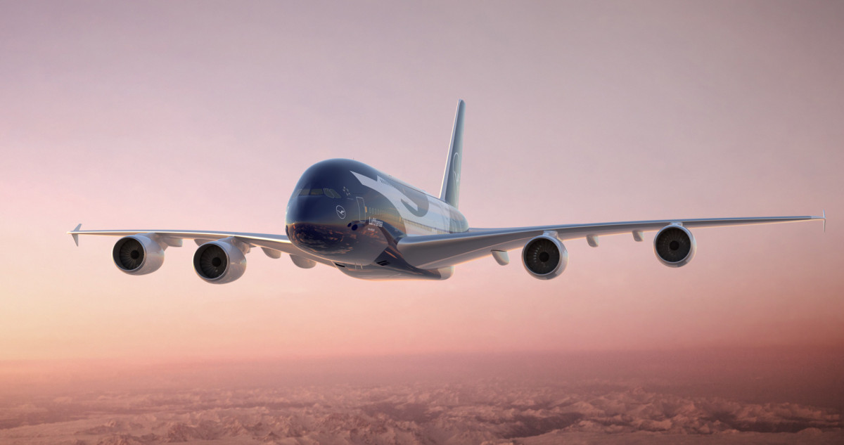 Special livery design for Lufthansa's 100-year anniversary. Airbus A380-800. D-AIMH.