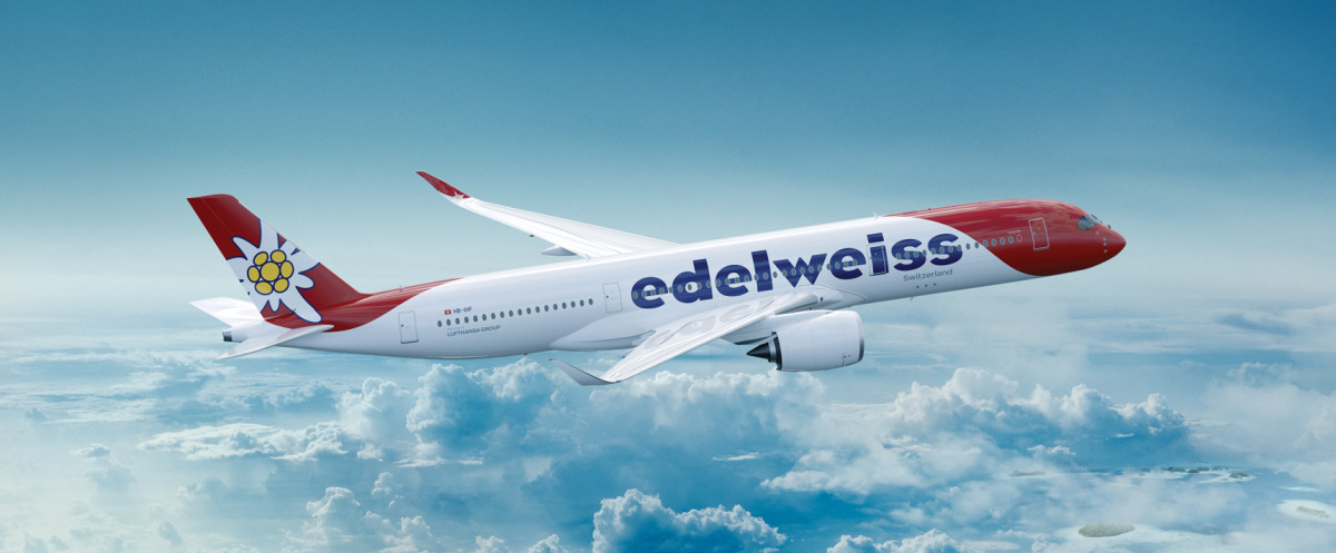 Aircraft livery design for the Edelweiss Airbus A350-900.